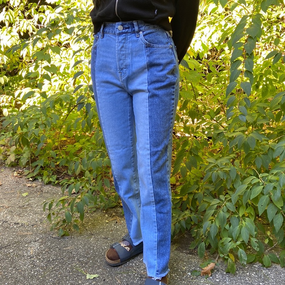 Two Tone / Patchwork PacSun Jeans - high rise straight 25 (fits like 26)
